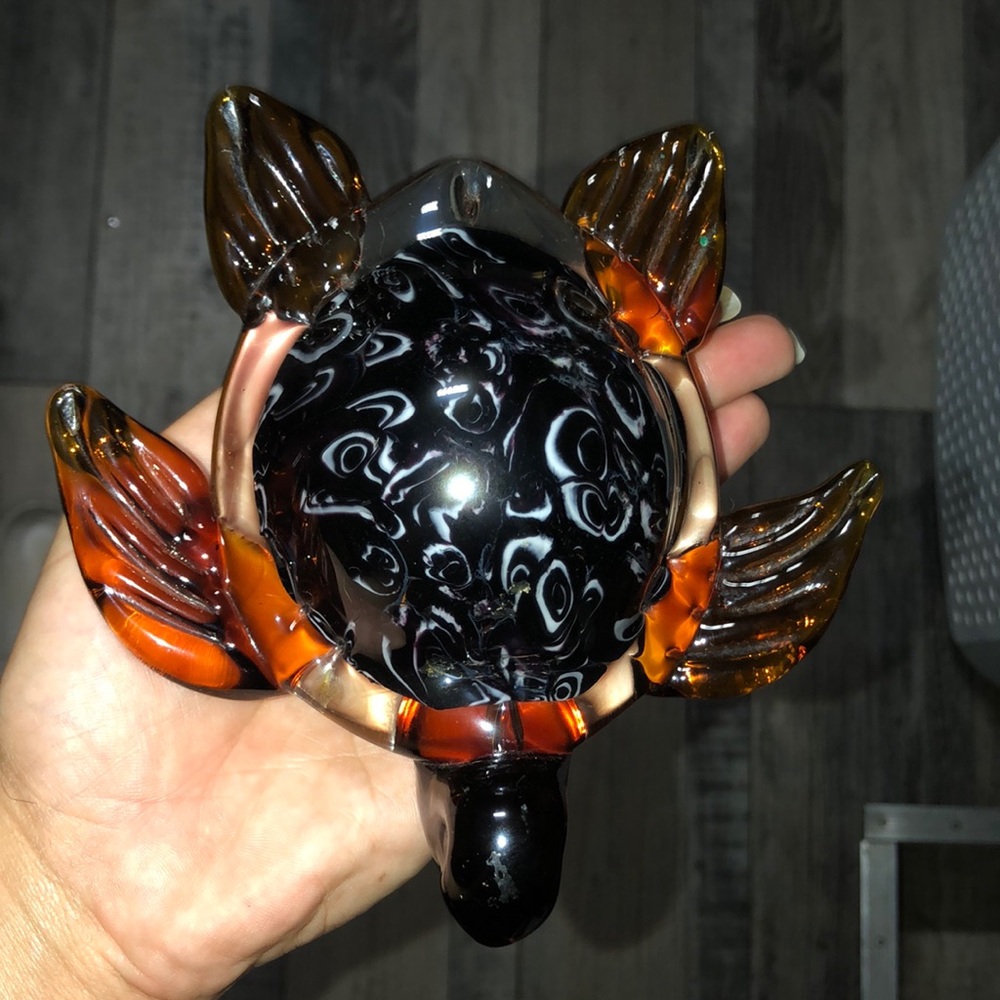 Vintage Murano Glass Italian Hand-Blown Amber Sea Turtle Figurine/Paperweight